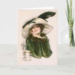 Cartão Harrison Fisher "Contentment" e Saudação ao Café