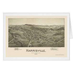Cartão Harrisville, mapa panorâmico de WV - 1899