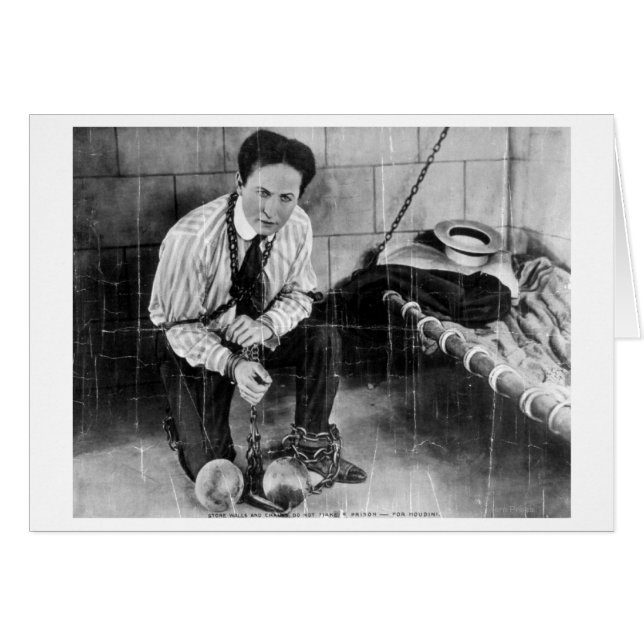 Cartão Harry Houdini prestes a fugir da prisão (Frente Horizontal)