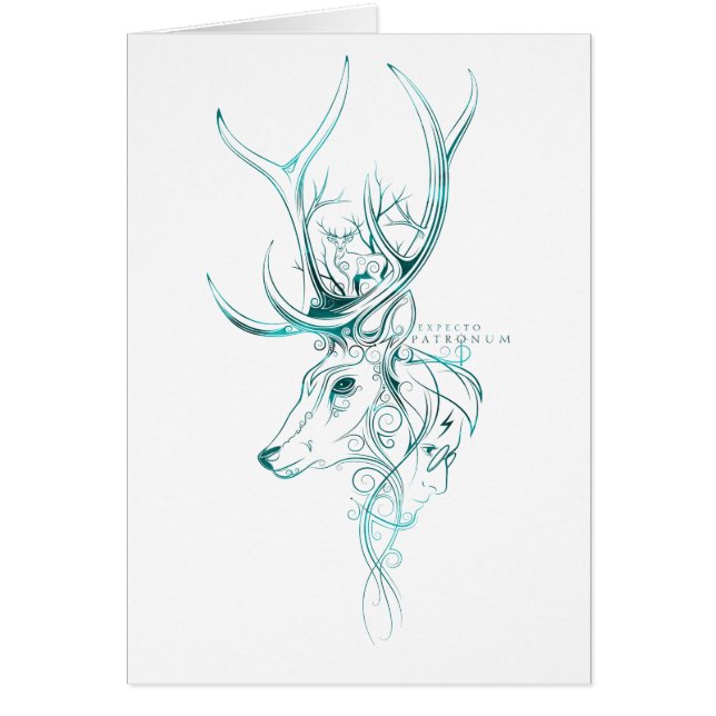 Cartão Harry Potter | Aguamenti EXPECTO PATRONUM™ Cervo (Frente)