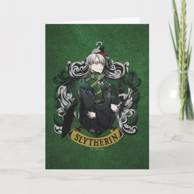 Cartão HARRY POTTER™ | Anime Draco Malfoy House Crest (Frente)