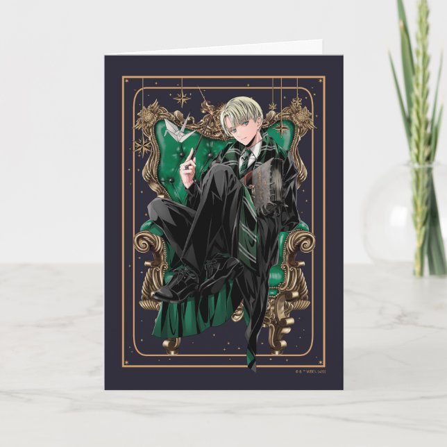Cartão HARRY POTTER™ | Anime Draco Malfoy Seated (Frente)
