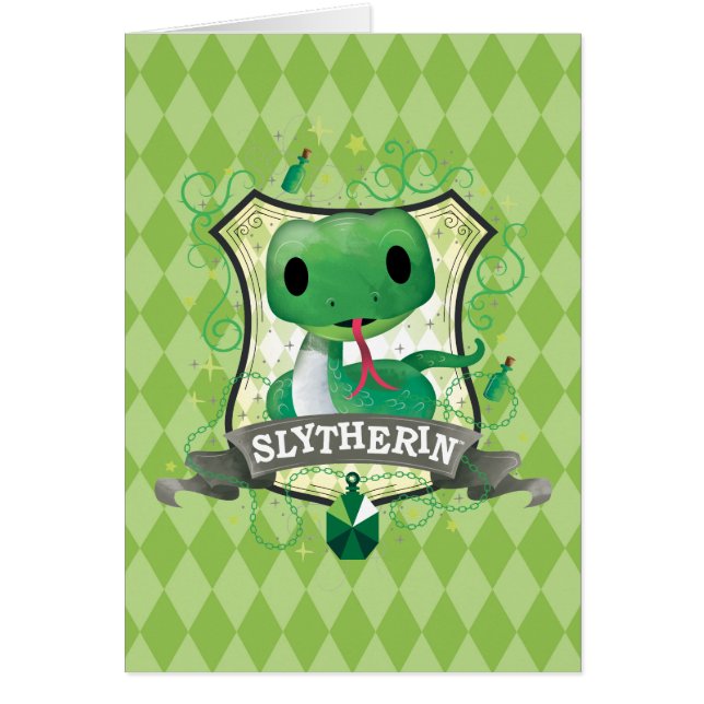 Cartão Harry Potter | Charmoso Brasão SLYTHERIN™ (Frente)
