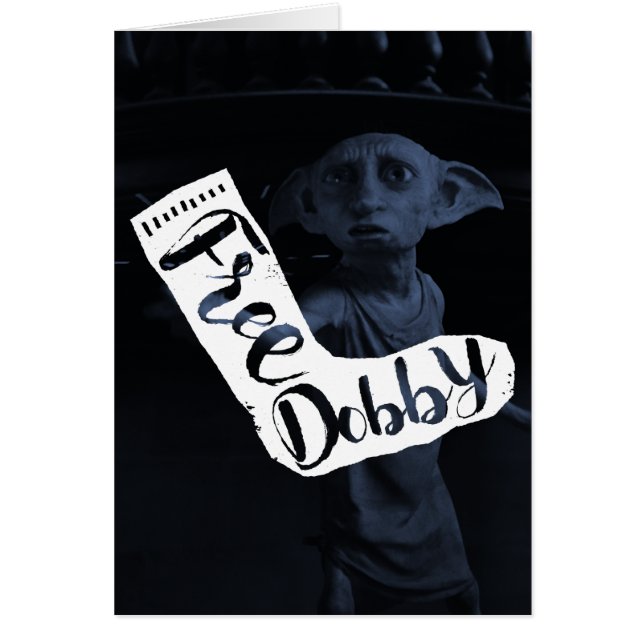 Cartão Harry Potter | "Dobby Livre" Tipografia de Meia (Frente)