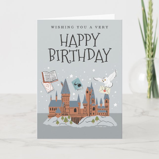 Cartão Harry Potter | Hogwarts Castle Birthday (Frente)