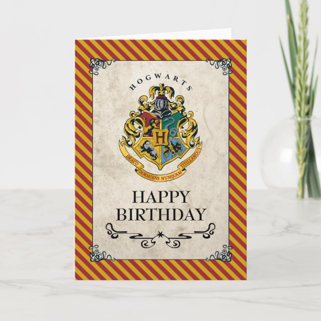Cartão Harry Potter Hogwarts Crest Feliz Aniversário (Frente)