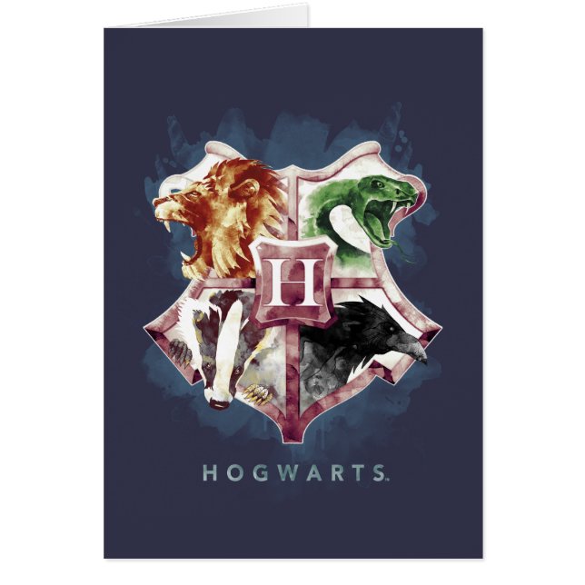 Cartão Harry Potter | HOGWARTS™ Crest Watercolor (Frente)