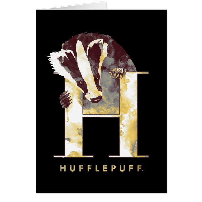Cartão Harry Potter | HUFFLUFF™ Badger Watercolor (Frente)