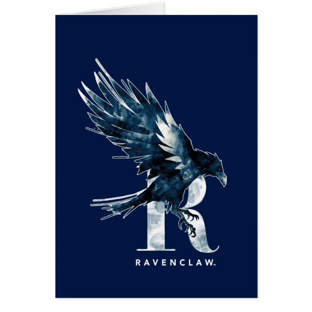 Cartão Harry Potter | RAVENCLAW™ Raven Watercolor (Frente)