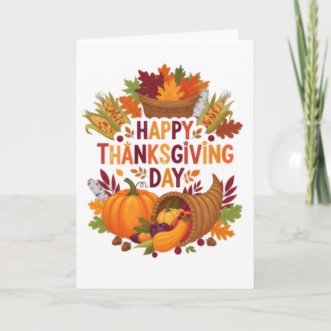 Cartão Harvest Blessings — Happy Thanksgiving Day Card (Frente)