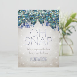Cartão Hashtag de Casamento OH Snap de Prata Azul 