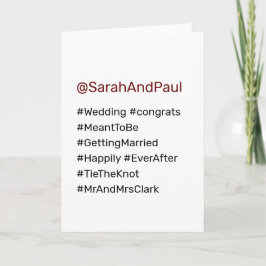 Cartão hashtags casamento engraçado casando com parabéns