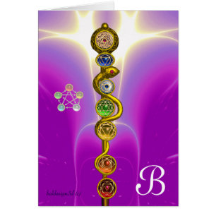 CARTÃO HASTE DE ASCLEPIUS 7 CHAKRAS, IOGA, ENERGIA