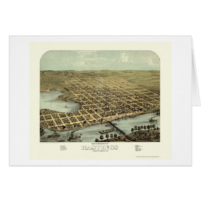 Cartão Hastings, mapa panorâmico do manganês - 1867 (Frente Horizontal)