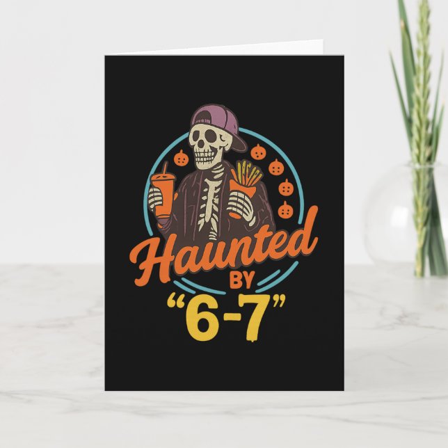 Cartão Haunted Halloween Skeleton Haunted Six Seven Numbe (Frente)