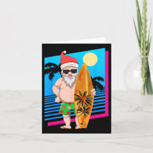 Cartão Havaí Verão Surfer Santa Claus Engraçado Natal