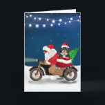 Cartão Havanês Cão Natal Papai Noel<br><div class="desc">Um Papai Noel andando de bicicleta entregando árvore de Natal e um cão Havanês como presente é uma ideia perfeita de presente de Natal para alguém que ama essa raça de cachorro.</div>