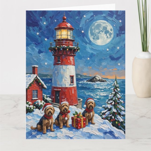 Cartão Havanese Christmas Lighthouse Holiday (Frente)