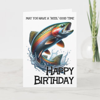 Cartão Have A Reel Good Birthday Card With Trout