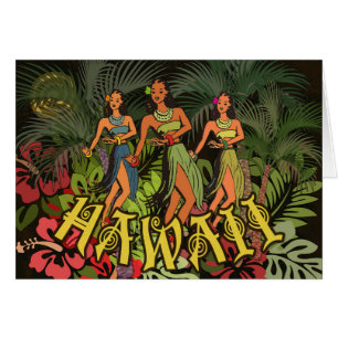 Cartão Hawaii Aloha Palm Hula Art Design