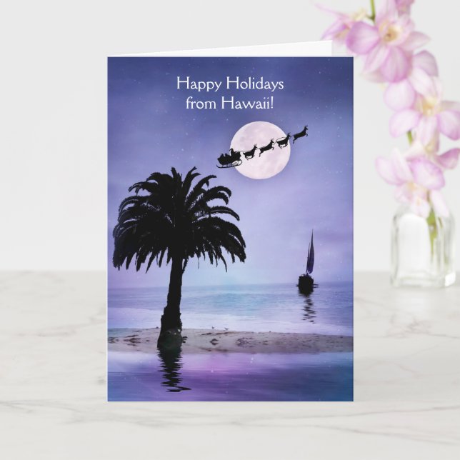 Cartão Hawaii Happy Holidays Coastal Beach Sailboat Card (Orquídea)