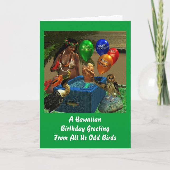 Cartão Hawaiian Birthday (Frente)