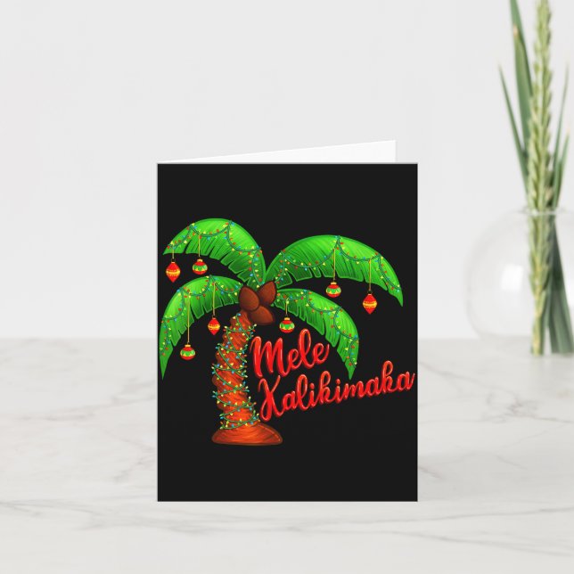 Cartão Hawaiian Christmas Mele Kalikimaka Coconut Tree  (Frente)