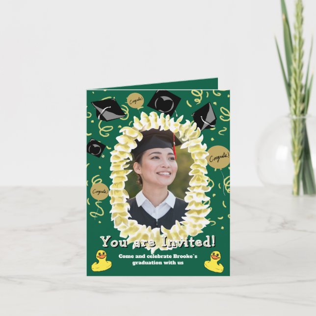 Cartão Hawaiian Graduation Party Lei Photo Invitation (Frente)