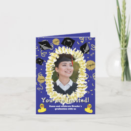 Cartão Hawaiian Graduation Party Lei Photo Invitation