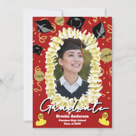 Cartão Hawaiian Graduation Plumeria Lei Confetti Photo
