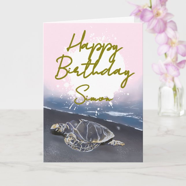 Cartão Hawaiian Sea Turtle Birthday Card (Orquídea)