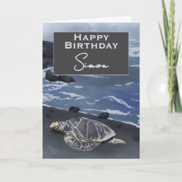 Cartão Hawaiian Sea Turtle Personalized Birthday Card