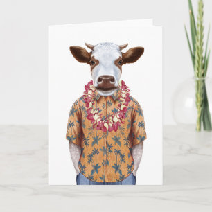 Cartão Hawaiian Shirt Cow