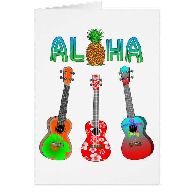 Cartão Hawaiian Ukulele Aloha Hawaii (Frente)