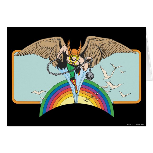 Cartão Hawkman Voa Através de Sky (Frente Horizontal)