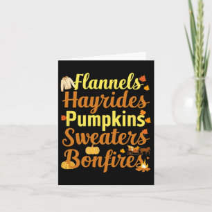 Cartão Hayrides Flannel Bonfire Suéteres Queda Halloween