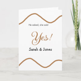 Cartão He asked she said yes engagement simple minimal 