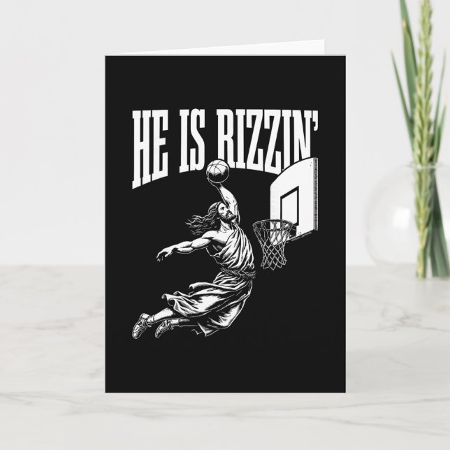 Cartão He Is Rizzin Funny Easter Rizz Meme Sketll  (Frente)