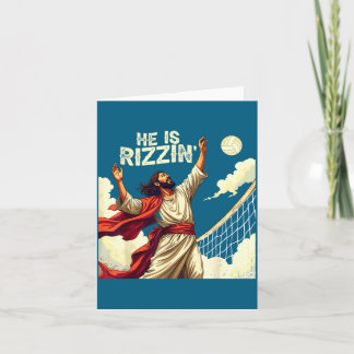 Cartão He Is Rizzin Jesus Meme Quote Shirt Funny Volleyba