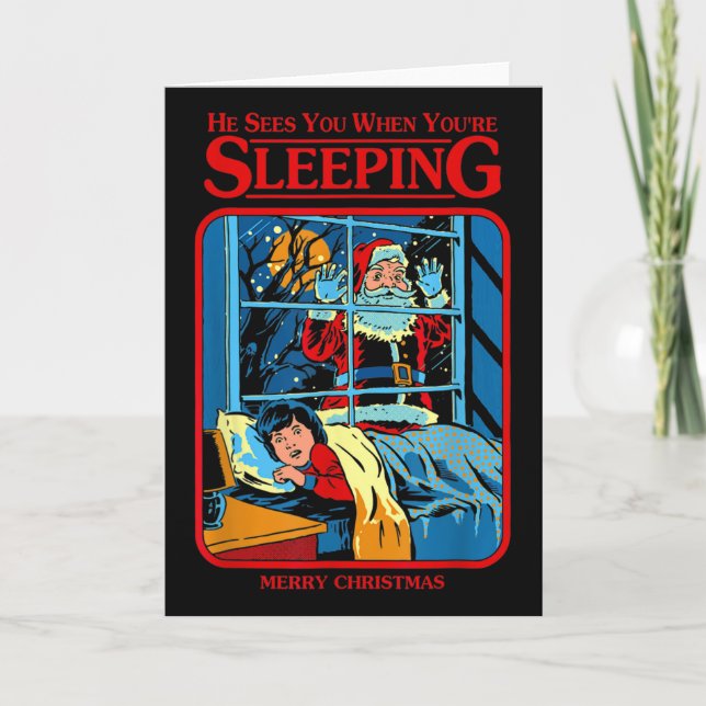 Cartão He Sees You When You're Sleeping Merry Christmas  (Frente)