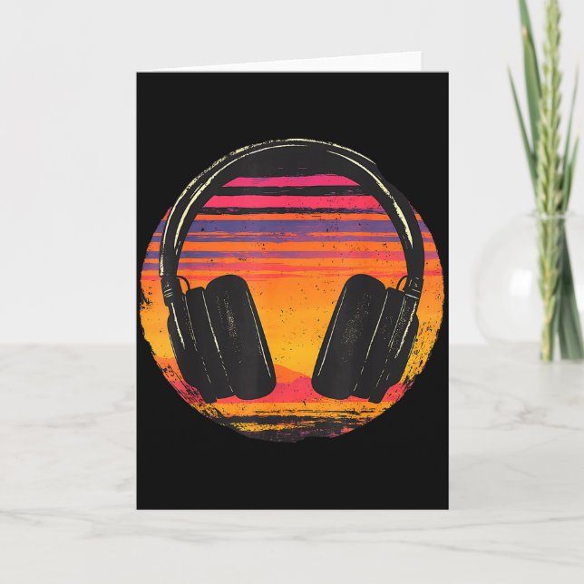 Cartão Headphones Music Dj Sunset Relaxed Music Headphone (Frente)