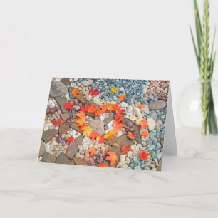 Cartão Heart Autumn Leaves Greeting Cards Rock Garden