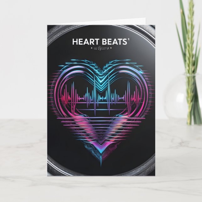 Cartão Heart Beats Greeting Card – Modern Romantic Design (Frente)