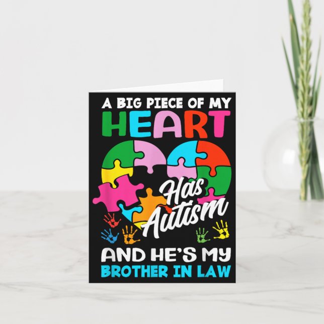 Cartão Heart Brother-in-law Autism Awareness Puzzle Ece R (Frente)