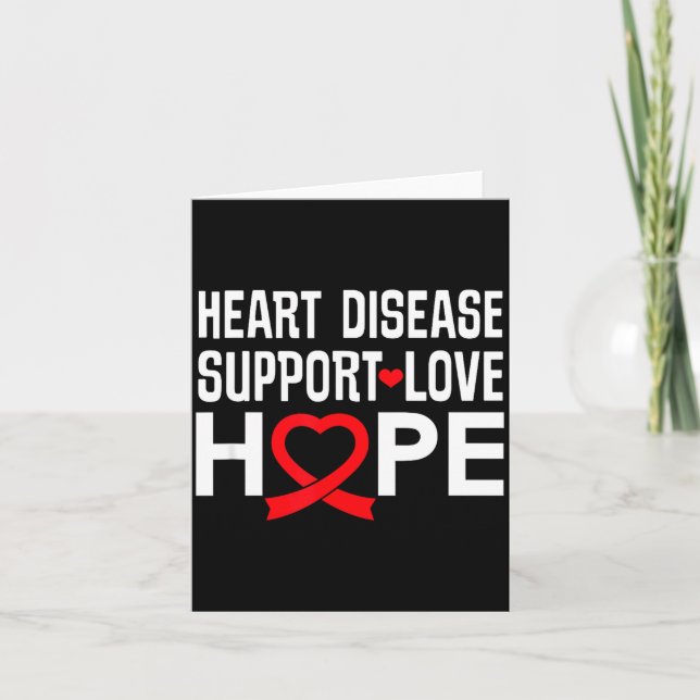 Cartão Heart Disease Suprt Love Hope Red Ribbon  (Frente)