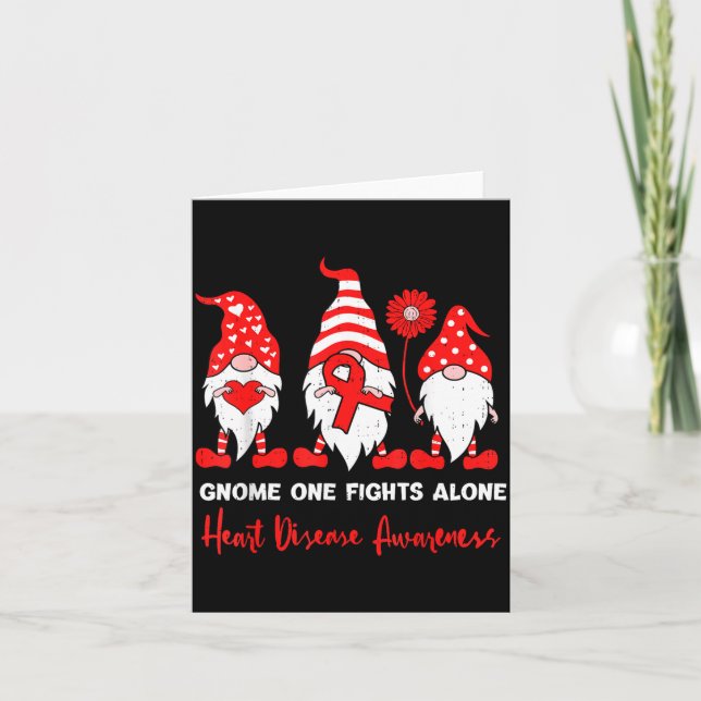 Cartão Heart Health Gnome Heart Disease Awareness Chd Red (Frente)