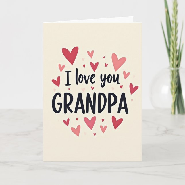 Cartão Heart Pattern Grandpa Card (Frente)