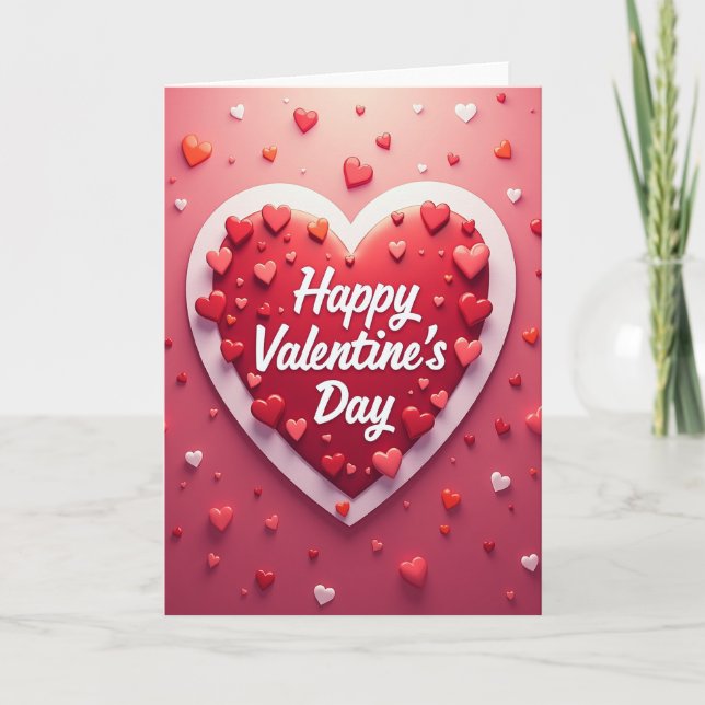 Cartão Heart Pattern Valentines Day Card (Frente)
