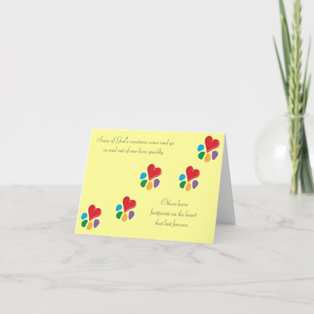 Cartão Heart-Paw_ "pegadas no coração" pet a simpatia (Frente)