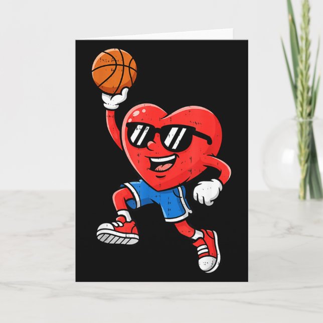Cartão Heart Play Basketball Valentines Day For Teen Boys (Frente)